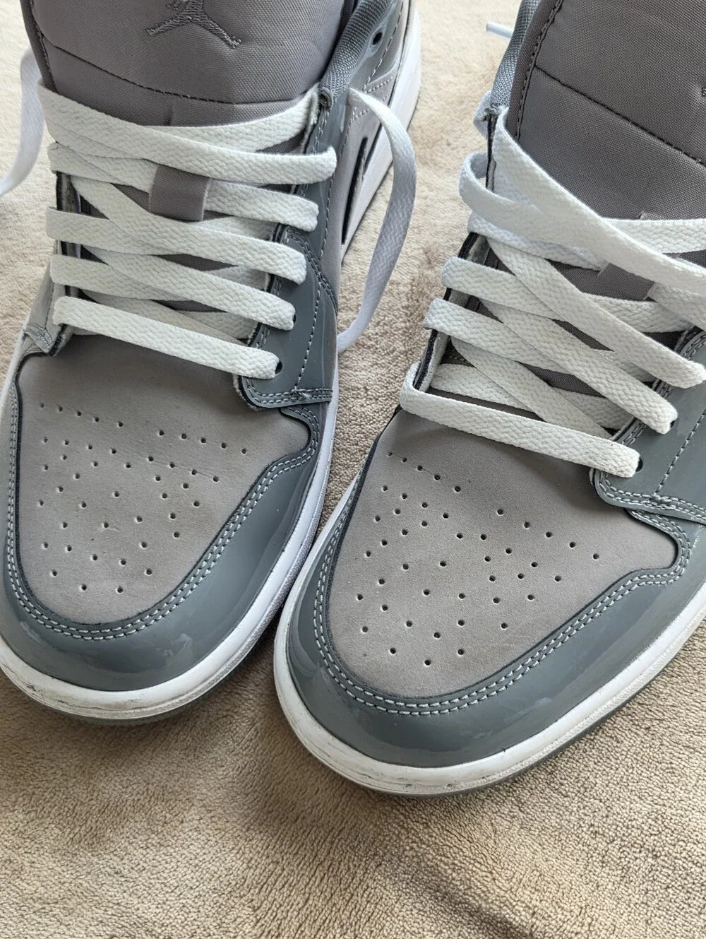 Air Jordan 1 Low Patent Cool Grey Mens Basketball Shoes